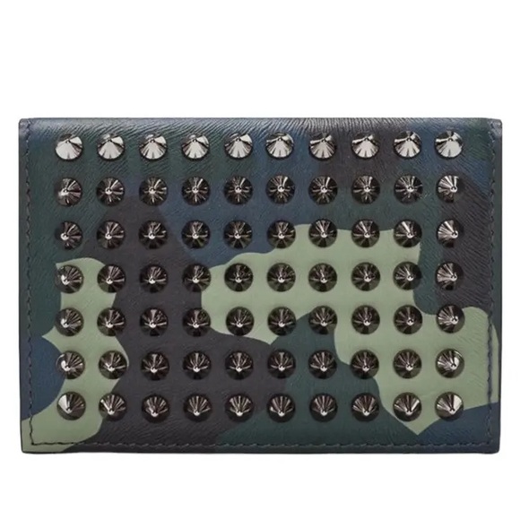 Studded Christan Louboutin Camo Card Holder - Picture 8 of 9